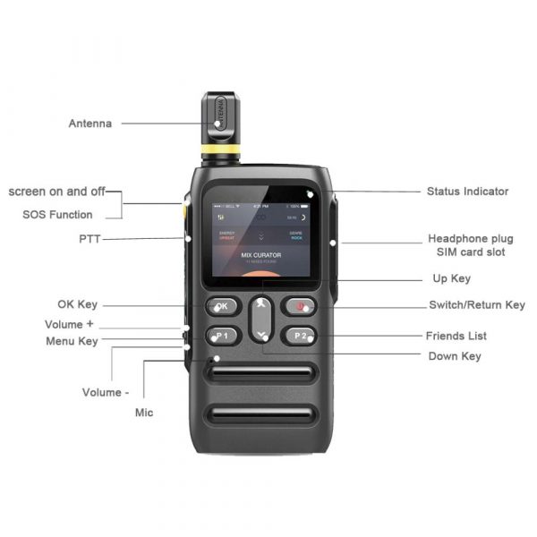 Mini 4G Android Walkie Talkie Talinfone B28 Zello Real PTT PoC Radio WIFI GPS Bluetooth Mobile Phone - Image 4