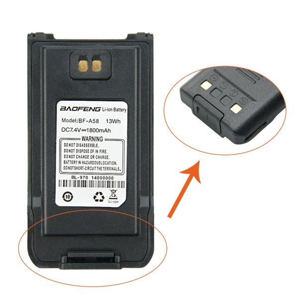 7.4V 1800mAh Li-ION Replacement Battery Pack for Baofeng A58 Walkie Talkie BL-970 Spare battery - Image 5