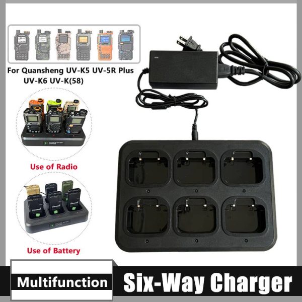 Single/Double Row Six-Way Charger Quansheng UV-K6 UV-K5 Battery Multi Units Port Charger Desktop For UV-5RPlus UV-K(58)