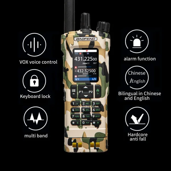 New Camouflage Color BAOFENG UV32 GPS 10W Multi Band Programming Wireless Copy Frequency NOAA - Image 6