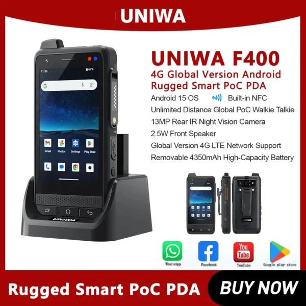 NEW Uniwa F400 4-Inch DMR Digital For Waterproof Walkie Talkie With Global Range Zello Tway Radio Smartphone