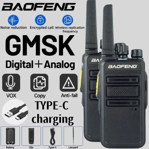 Baofeng BF AD-V12D GMSK Digital Walkie Talkie Encrypted Call Noice Reduction HD Radio Wireless Copy Frequency Two Way Radio