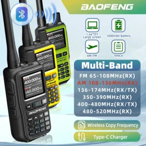 New Baofeng UV-5R Mini Walkie Talkie Dual Band Dual PTT Bluetooth Programming Frequency Type-C Charger AM/FM for Camping Hunting