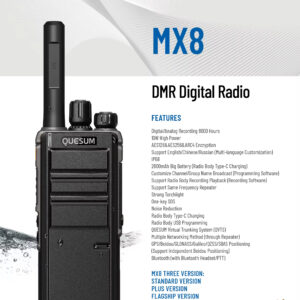 QUANSHENG 2026 New MX8 DMR Digital 10W High Power Two-Way Radio IP68 Waterproof Tier II Walkie Talkie 8000H Recording Bluetooth