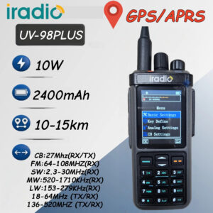 iRadio UV-98Plus GPS APRS 10W Multi-Band Walkie Talkie – Type-C Charging, Cross-Band Repeater, VHF/UHF/CB/HF RX/TX Ham Radio