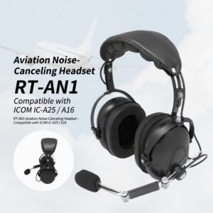 Aviation Noise-Canceling Headset RT-AN1 Compatible with ICOM IC-A25 / A16 Aviation Transceivers