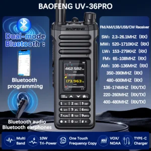 Beast Baofeng UV-36 PRO 10W Ham Radio | Bluetooth Program Si4732 Multi-Band FM/AM Long Range UV-32 Upgrade