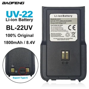 BAOFENG Walkie Talkie UV-22 Original Li-ion Battery BL-22UV for BF-UV22 UV-22L Two Way Radios Extra Battery 1800mAh 8.4V Type-C