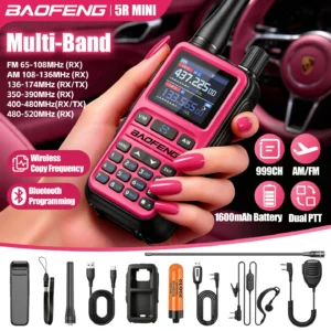 Lastest Baofeng 5Rmini Bluetooth Programming Aviation Receiver Dual PTT Transmitter Key Outdoor Travel Handheld Radio