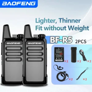 2-Pack Baofeng BF-R5 Dual Band VHF/UHF 5W Handheld Ham Radio Transceiver, 128CH with VOX & Charger