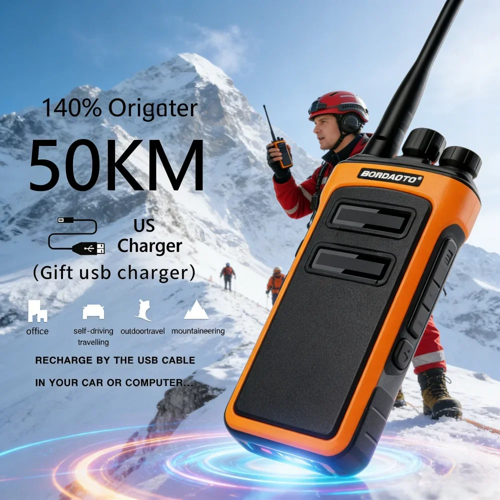 Rechargeable Waterproof Long Range Walkie Talkie with One Key Decoding | Two Way Radio for Construction & Security - Free Shipping | Alafone