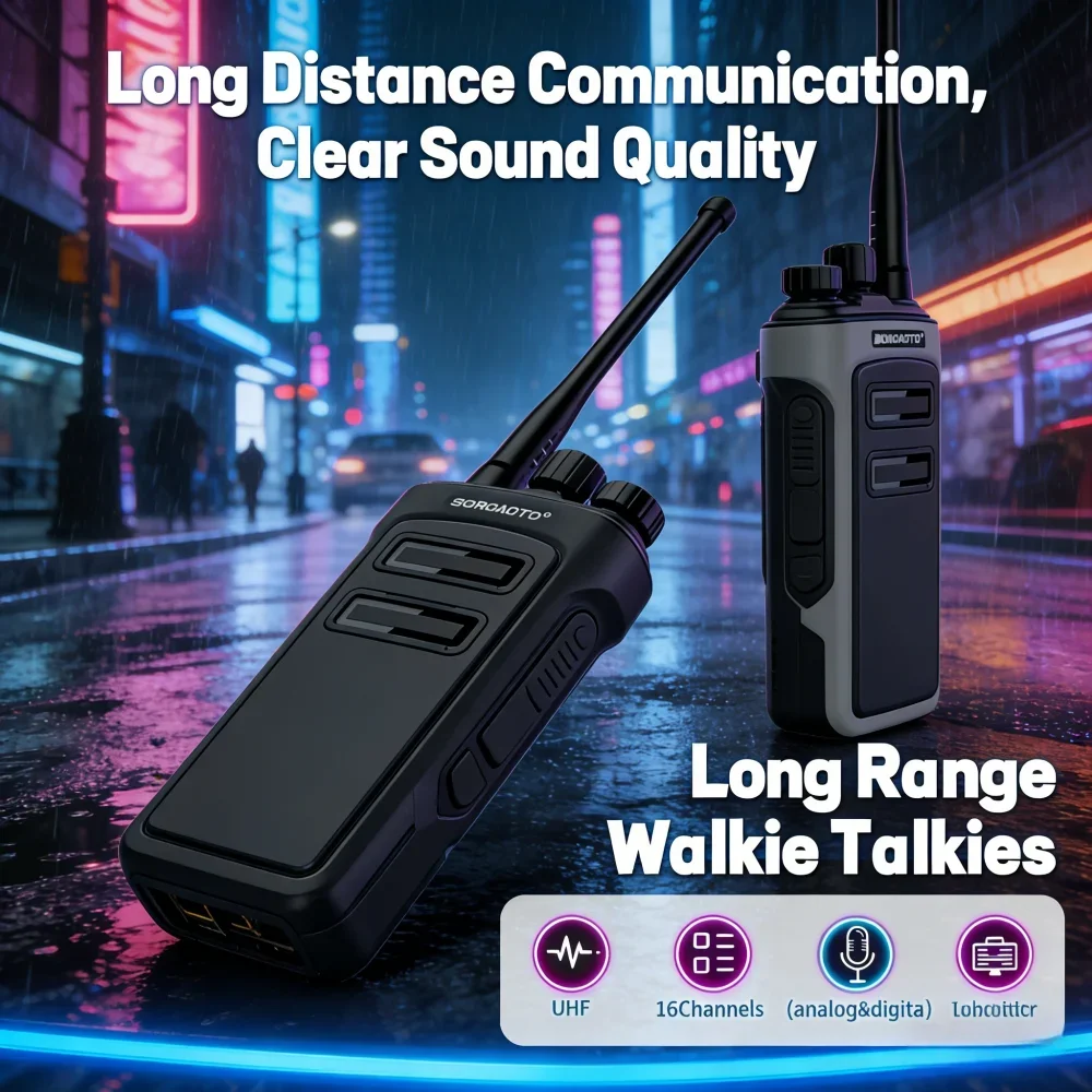 Rechargeable Waterproof Long Range Walkie Talkie with One Key Decoding | Two Way Radio for Construction & Security - Free Shipping | Alafone - Image 4