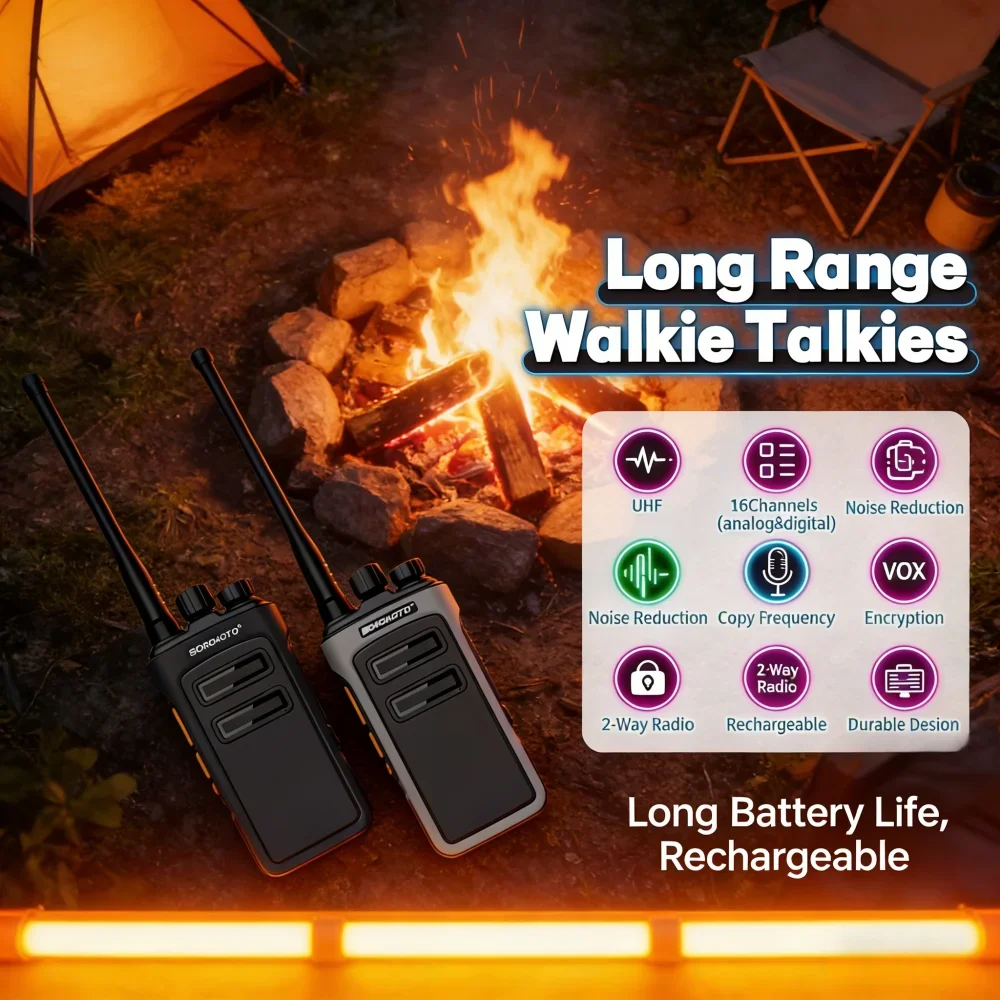 Rechargeable Waterproof Long Range Walkie Talkie with One Key Decoding | Two Way Radio for Construction & Security - Free Shipping | Alafone - Image 5